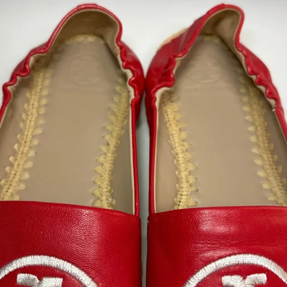 Tory Burch Darien Red Loafer Espadrille nappa leather Womens Size 7M - Picture 12 of 16